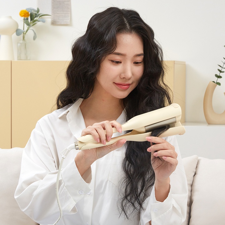 [단독최저가] 이지 물결 고데기 웨이브 히피펌 웨이브 볼륨 헤어 물결펌 고대기 36mm 프리볼트 온도조절_1
