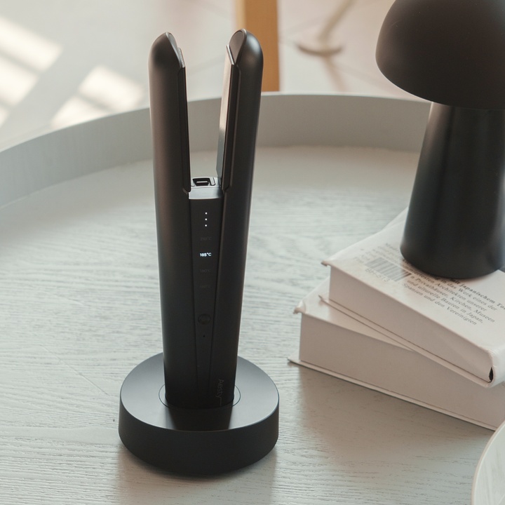 무선 헤어 스트레이트너 블랙 세라믹 + 크래들 패키지_0